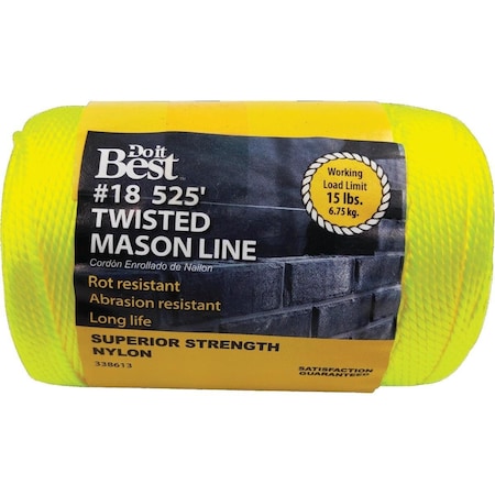 All-Source 525 Ft. Fluorescent Yellow Twisted Nylon Mason Line 338613